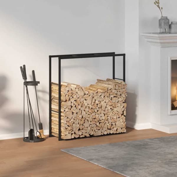 vidaXL Vedstativ svart 110x30x116 cm stål