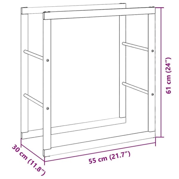 vidaXL Vedstativ svart 55x30x61 cm stål