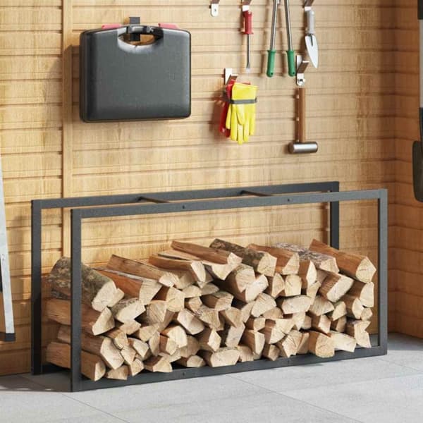 vidaXL Polttopuuteline musta 55x30x116 cm teräs