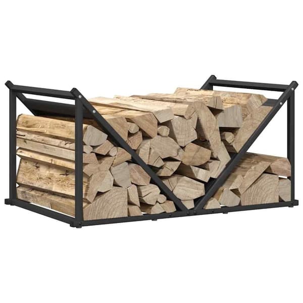 vidaXL Polttopuuteline musta 70x43x34,5 cm kylmävalssattu teräs