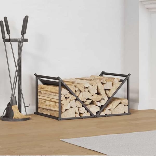 vidaXL Polttopuuteline musta 70x43x34,5 cm kylmävalssattu teräs