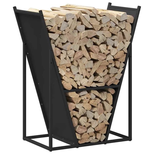 vidaXL Polttopuuteline musta 69,5x35x81 cm kylmävalssattu teräs