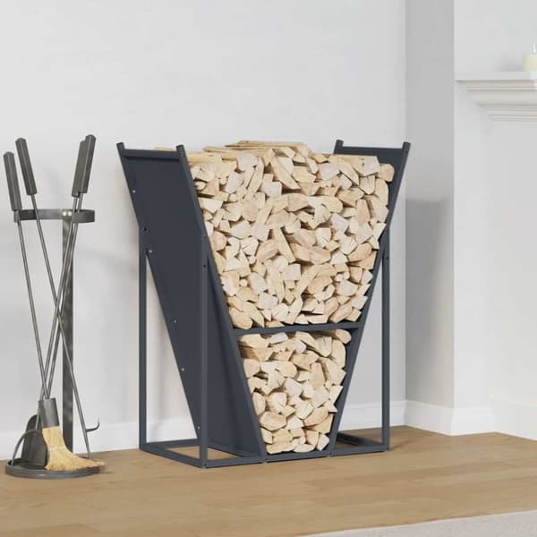 vidaXL Polttopuuteline antrasiitti 69,5x35x81 cm kylmävalssattu teräs