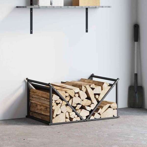 vidaXL Vedstativ svart 70x43x34,5 cm kaldvalset stål