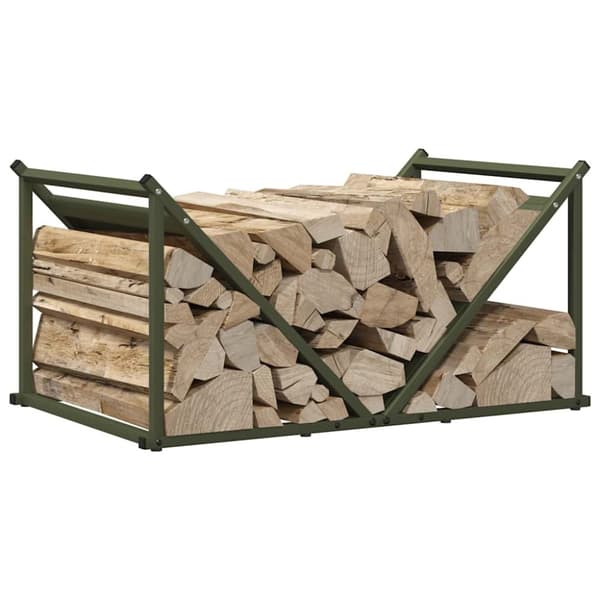 vidaXL Vedstativ olivengrønn 70x43x34,5 cm kaldvalset stål