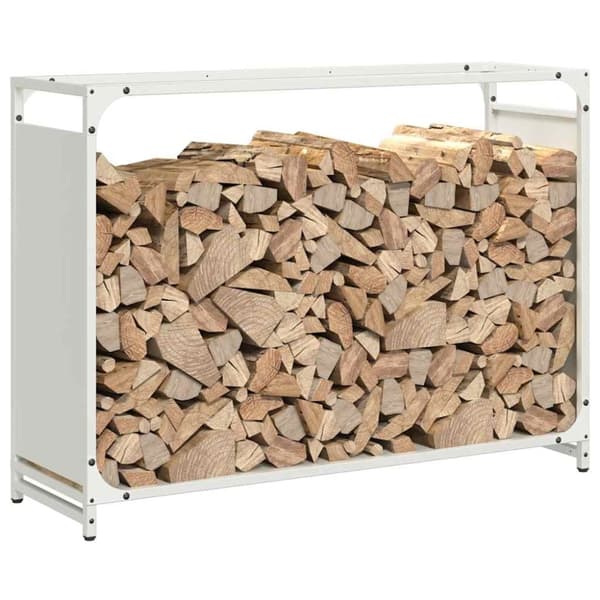 vidaXL brændestativ 90x28x65 cm koldvalset stål hvid