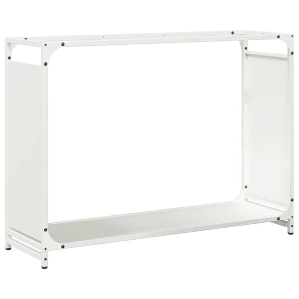 vidaXL Polttopuuteline valkoinen 90x28x65 cm kylmävalssattu teräs