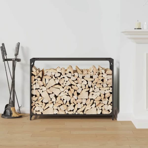 vidaXL brændestativ 90x28x65 cm koldvalset stål sort