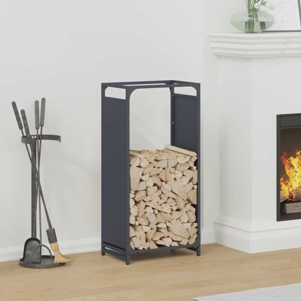 vidaXL Polttopuuteline antrasiitti 44x28x90 cm kylmävalssattu teräs