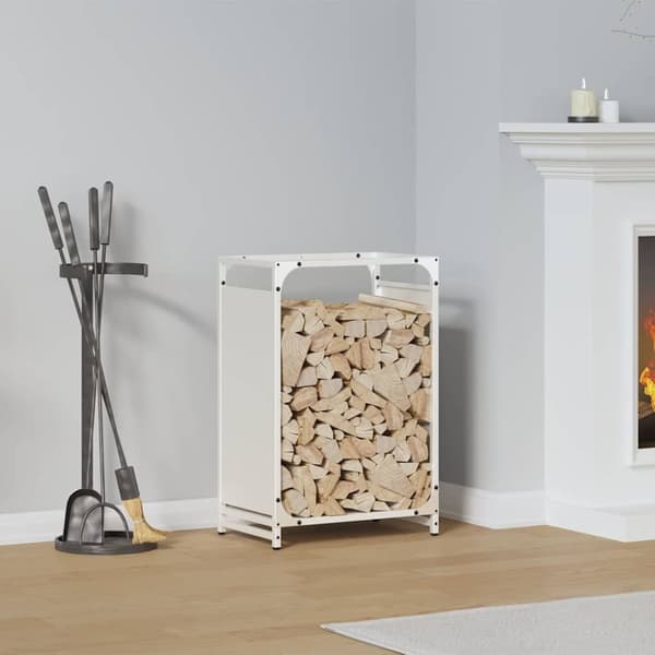 vidaXL brændestativ 44x28x65 cm koldvalset stål hvid