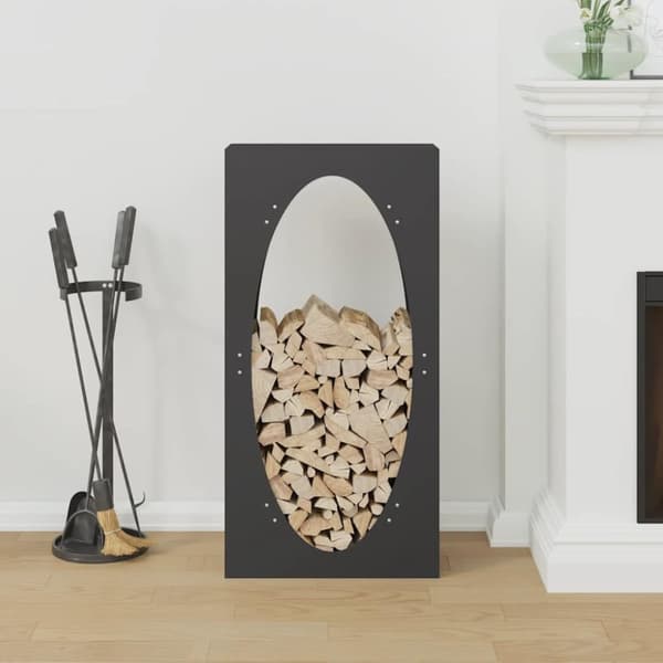vidaXL brændestativ 50x23x100 cm koldvalset stål sort