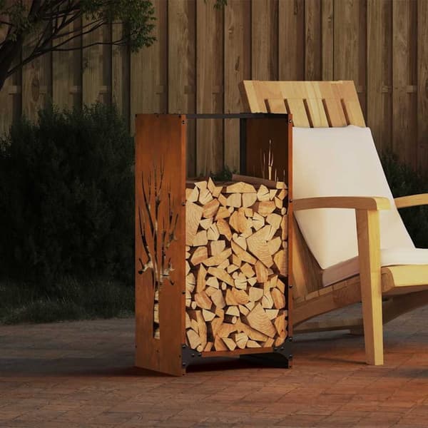 vidaXL Polttopuuteline 40x30x80 cm Säänkestävä teräs