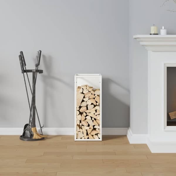 vidaXL brændestativ 25x25x60 cm koldvalset stål hvid