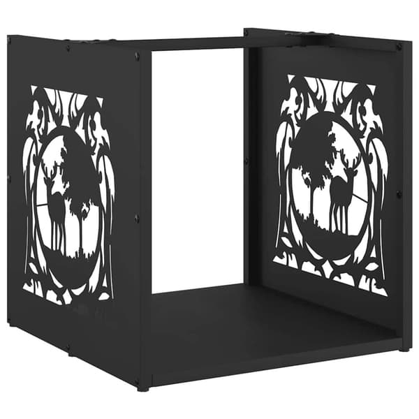 vidaXL Polttopuuteline musta 40x40x40 cm kylmävalssattu teräs