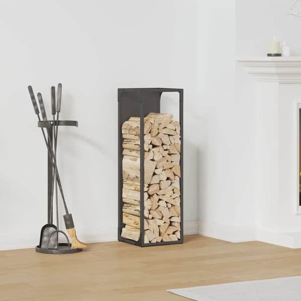 vidaXL brændestativ 25x25x80 cm koldvalset stål sort