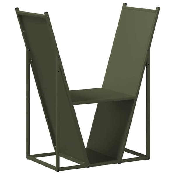 vidaXL Vedstativ olivengrønn 69,5x35x81 cm kaldvalset stål