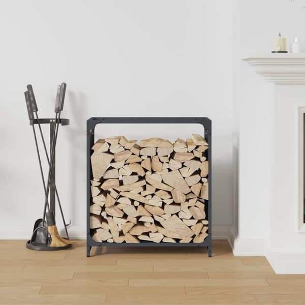 vidaXL Vedstativ antrasitt 60x28x65 cm kaldvalset stål