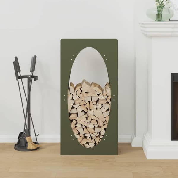 vidaXL Vedstativ olivengrønn 50x23x100 cm kaldvalset stål
