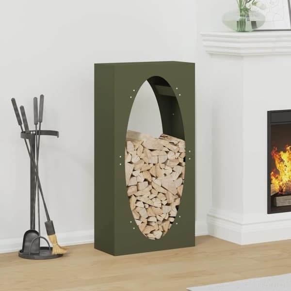 vidaXL Vedstativ olivengrønn 50x23x100 cm kaldvalset stål