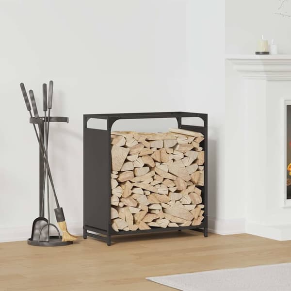 vidaXL Vedstativ svart 60x28x65 cm kaldvalset stål