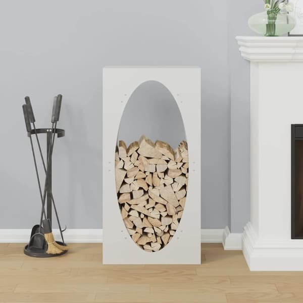 vidaXL Vedstativ hvit 50x23x100 cm kaldvalset stål