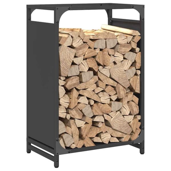 vidaXL Vedstativ svart 44x28x65 cm kaldvalset stål