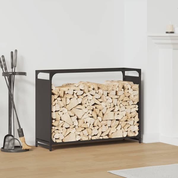 vidaXL Vedstativ svart 90x28x65 cm kaldvalset stål