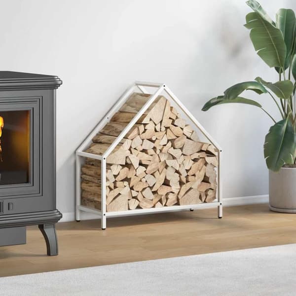 vidaXL brændestativ 60x25x60 cm koldvalset stål hvid