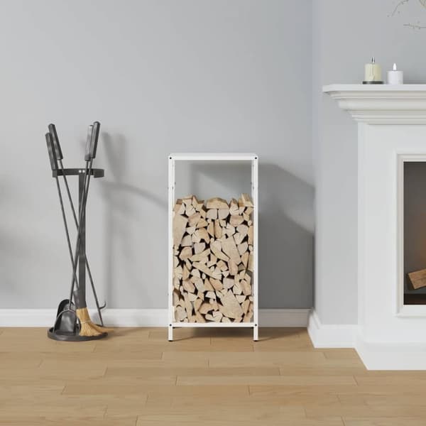 vidaXL brændestativ 34x25x70 cm koldvalset stål hvid