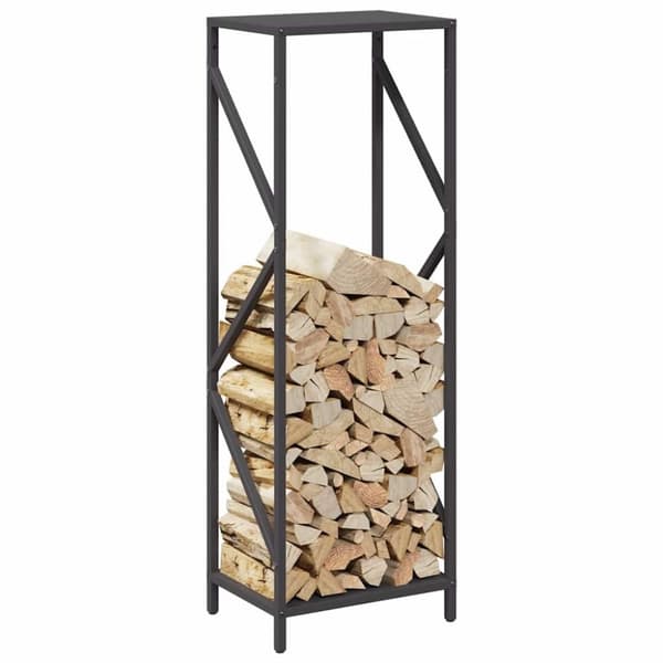 vidaXL Polttopuuteline Musta 34x25x100 cm Kylmävalssattua terästä