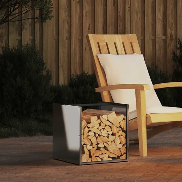 vidaXL Vedstativ 40x40x40 cm rustfritt stål