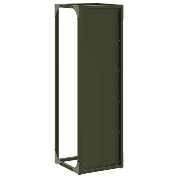 vidaXL Vedstativ olivengrønn 25x25x80 cm kaldvalset stål