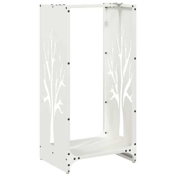 vidaXL Vedstativ hvit 40x30x80 cm kaldvalset stål