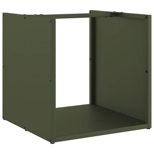 vidaXL Vedstativ olivengrønn 40x40x40 cm kaldvalset stål