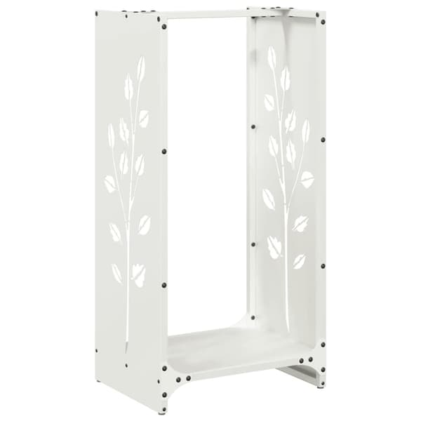 vidaXL Vedstativ hvit 40x30x80 cm kaldvalset stål