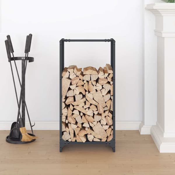 vidaXL Vedstativ antrasitt 40x30x80 cm kaldvalset stål