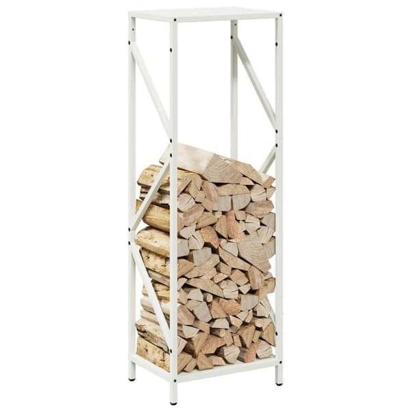 vidaXL Vedstativ hvit 34x25x100 cm kaldvalset stål