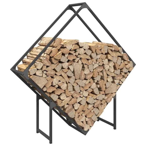 vidaXL Vedstativ svart 100x25x100 cm kaldvalset stål