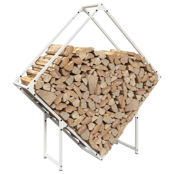 vidaXL Vedstativ hvit 100x25x100 cm kaldvalset stål
