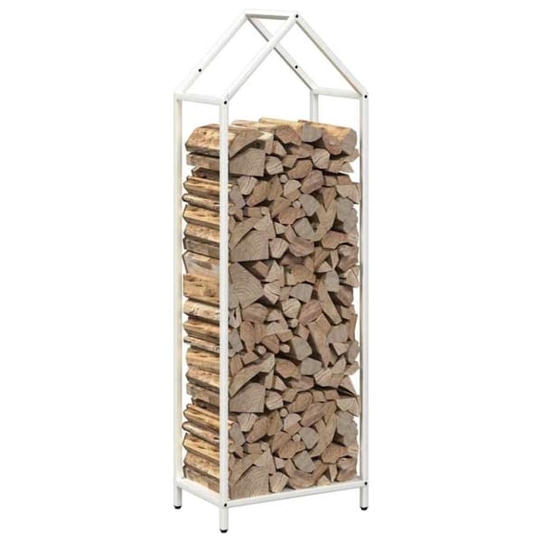 vidaXL Vedstativ hvit 40x25x120 cm kaldvalset stål