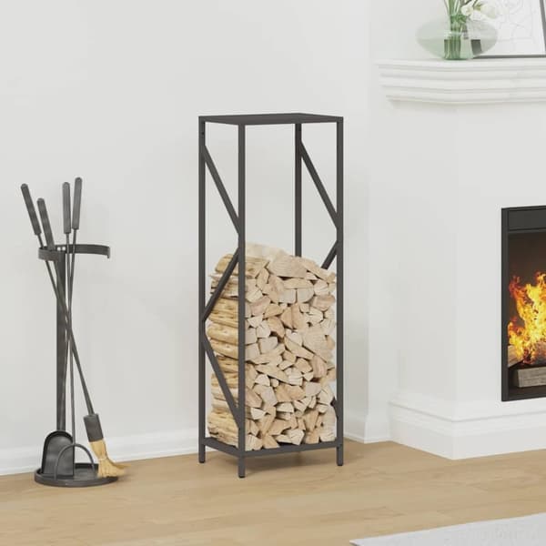 vidaXL Vedstativ svart 34x25x100 cm kaldvalset stål