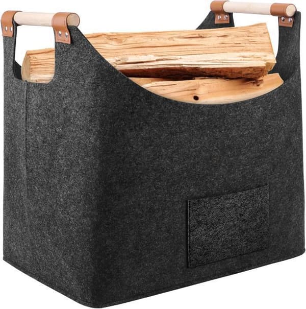 Vikbar stockkorg-XL-Mycket tjock filt och förstärkt handtag,Som varukorg, tidning eller ved,mörkgrå