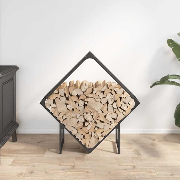 vidaXL Polttopuuteline musta 80x25x80 cm kylmävalssattua terästä