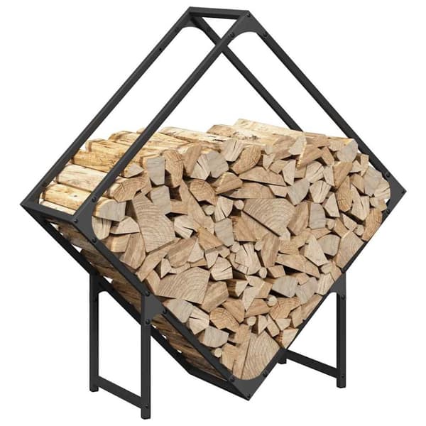 vidaXL Polttopuuteline musta 80x25x80 cm kylmävalssattua terästä