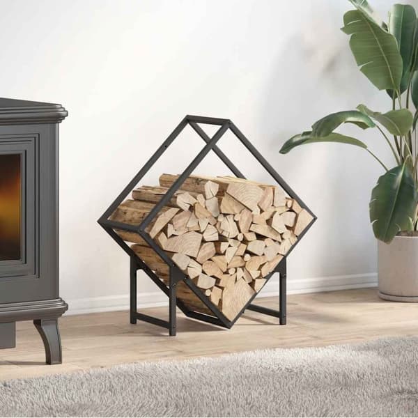 vidaXL brændestativ 60x25x60 cm koldvalset stål sort