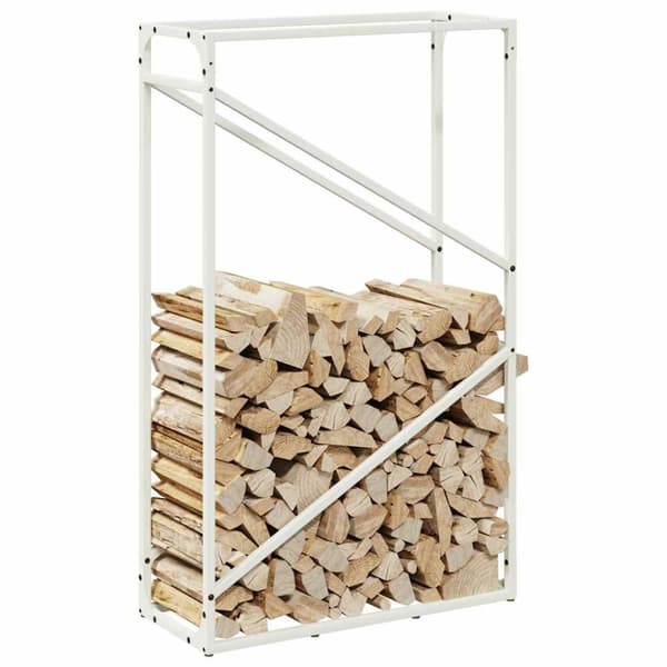 vidaXL Vedstativ hvit 60x25x100 cm kaldvalset stål