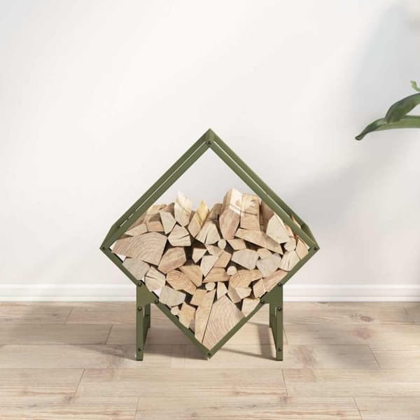 vidaXL Vedstativ olivengrønn 50x25x50 cm kaldvalset stål