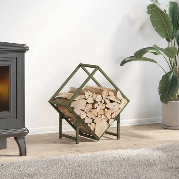 vidaXL Vedstativ olivengrønn 50x25x50 cm kaldvalset stål