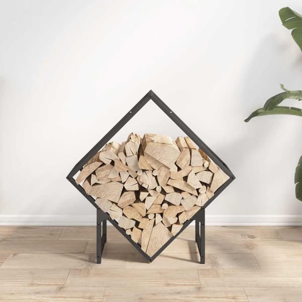 vidaXL Vedställ svart 60x25x60 cm kallvalsat stål