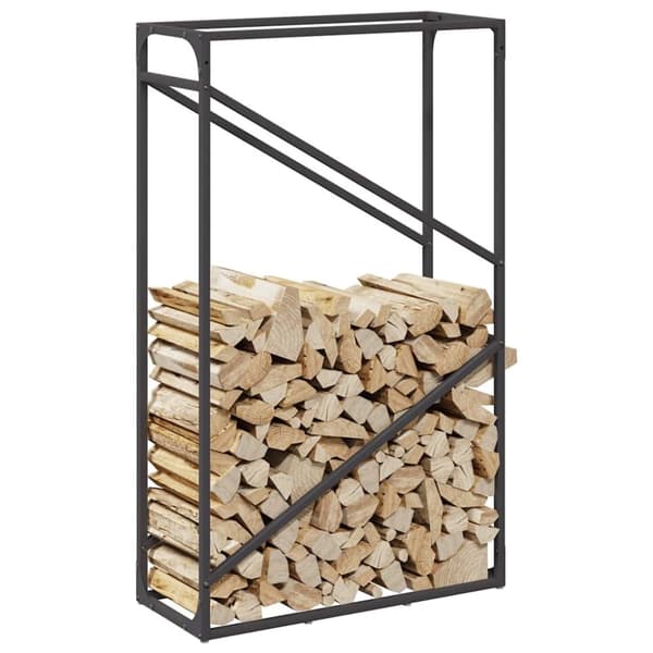 vidaXL Polttopuuteline musta 60x25x100 cm kylmävalssattua terästä